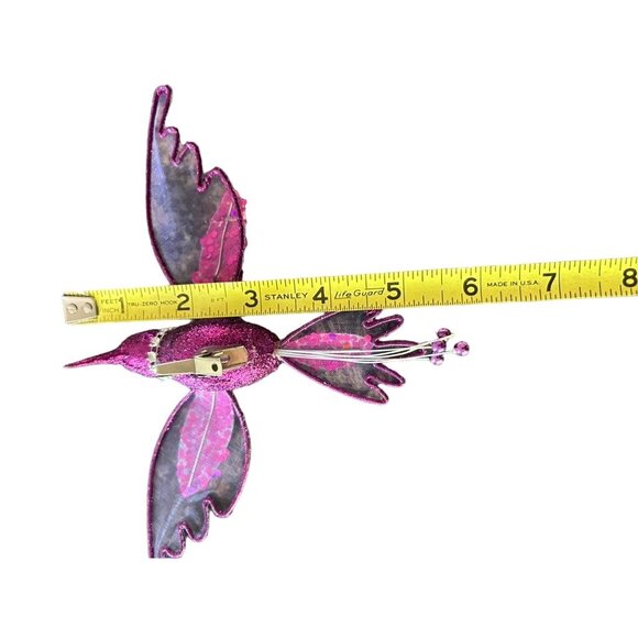 Decorative Purple Glitter Hummingbird Clip Ornament - 8 x 6 Inches - Picture 4 of 6